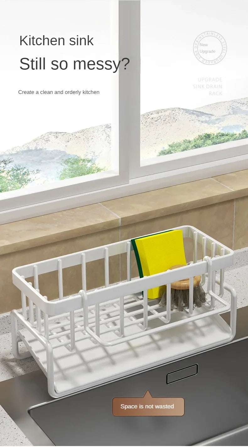No-Punch Kitchen Shelf – Drainage Rack for Spices, Rags & Sink Accessories