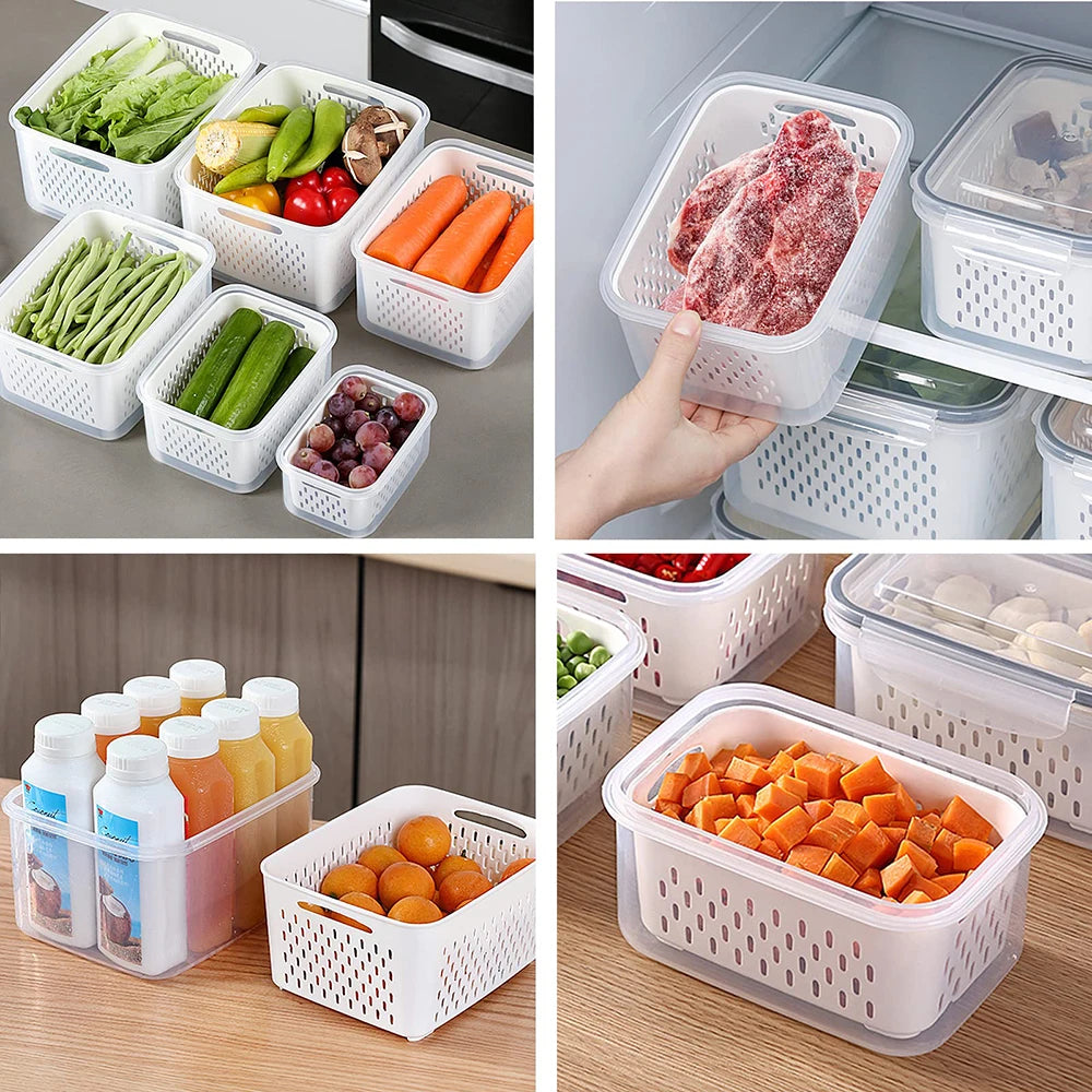 Fruit Storage Containers – Airtight, Dishwasher Safe with Removable Colander