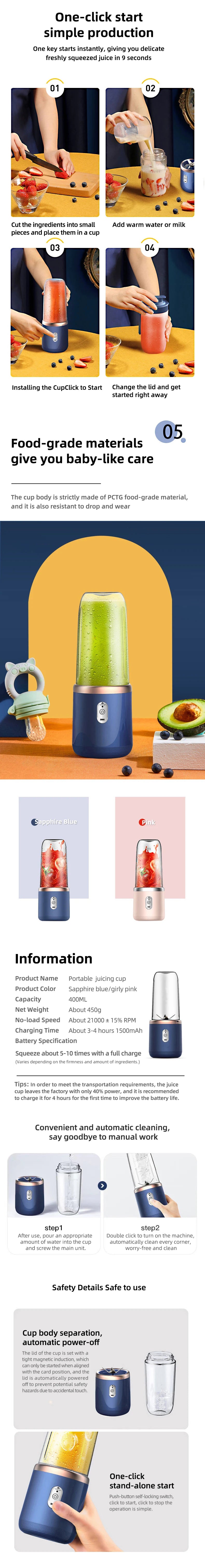 Portable 400ml Juicer Blender
