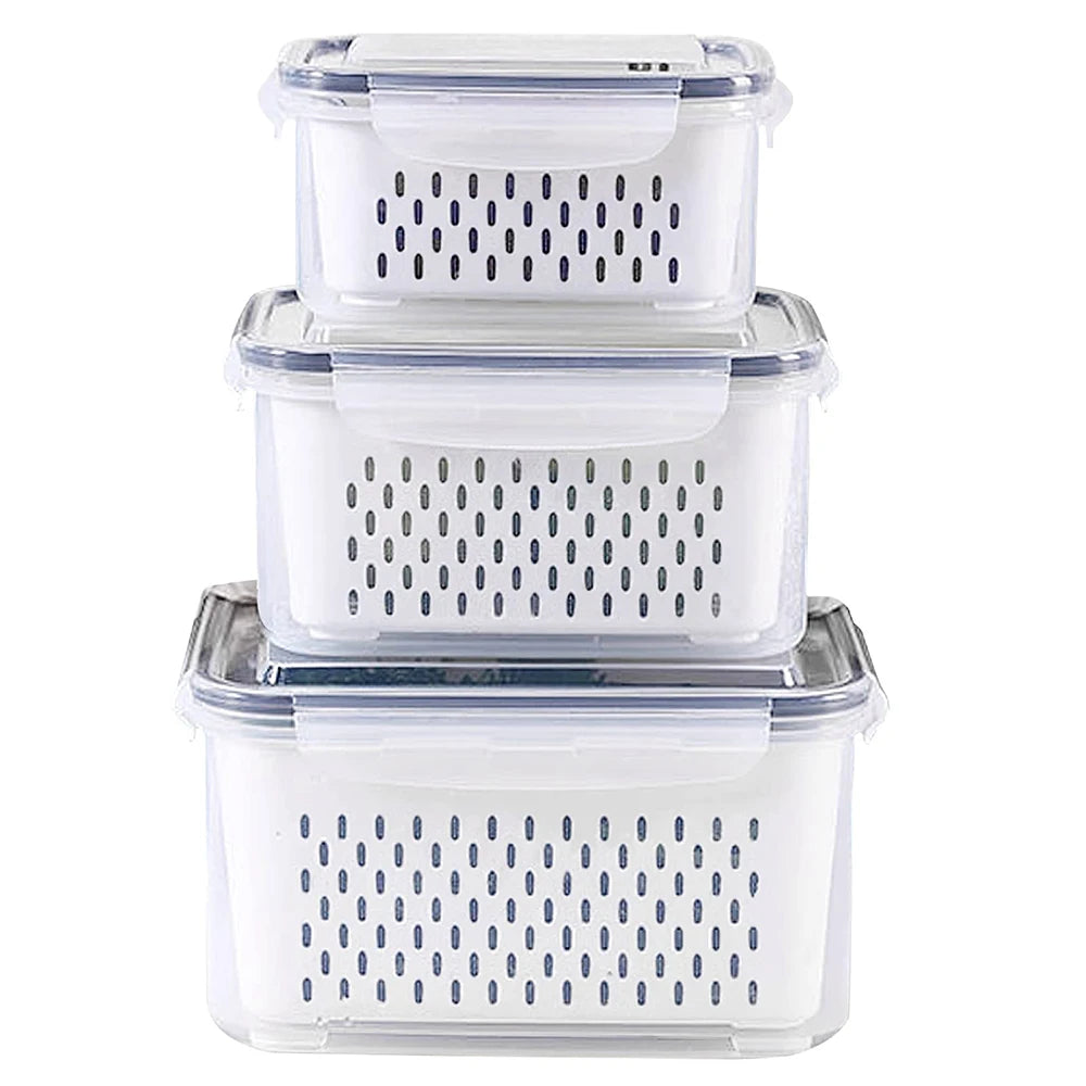 Fruit Storage Containers – Airtight, Dishwasher Safe with Removable Colander