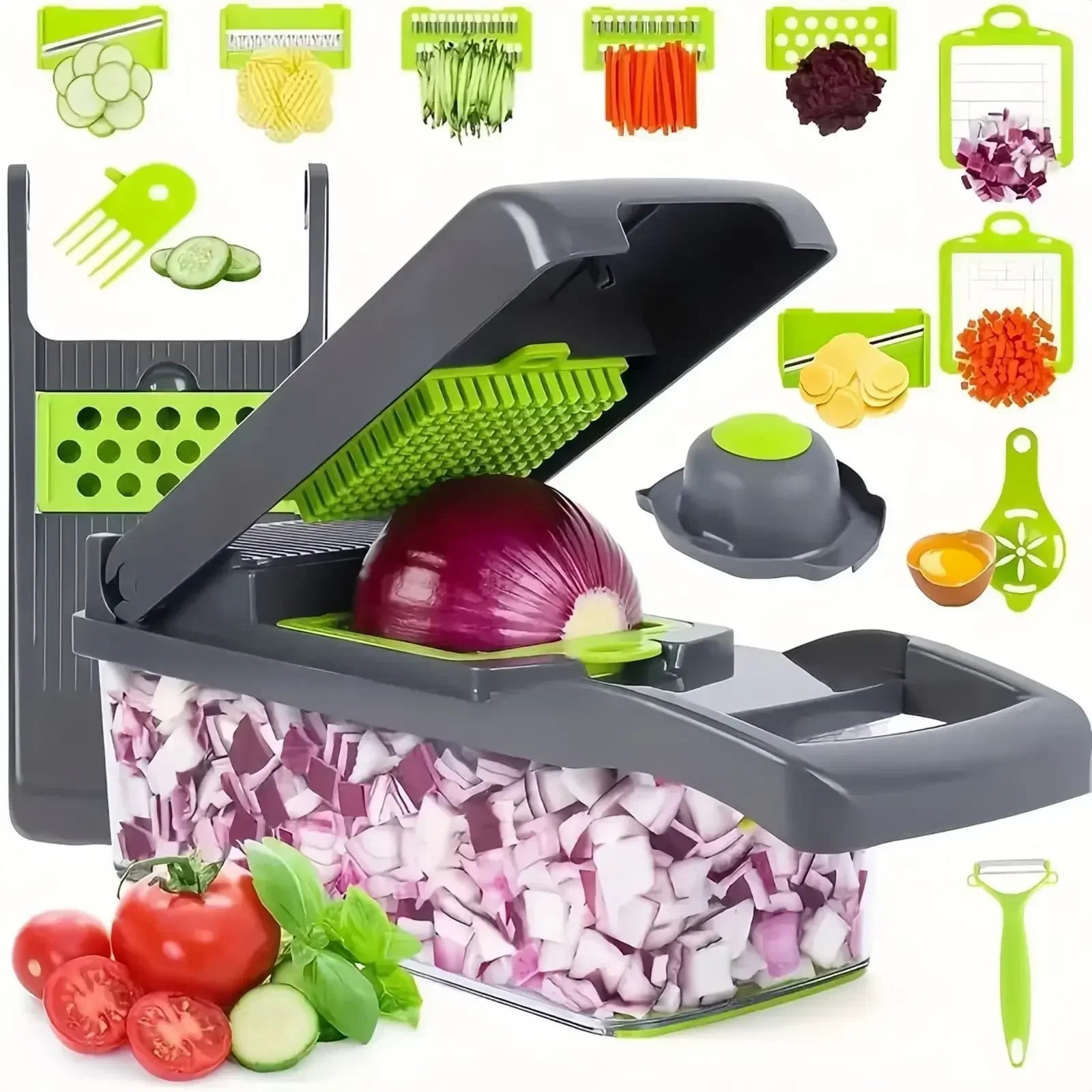 14/16-in-1 Vegetable Chopper – Multifunctional Slicer, Dicer & Grater for Kitchen
