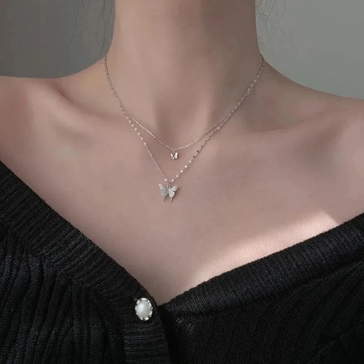 Exquisite Double Layer Butterfly Necklace