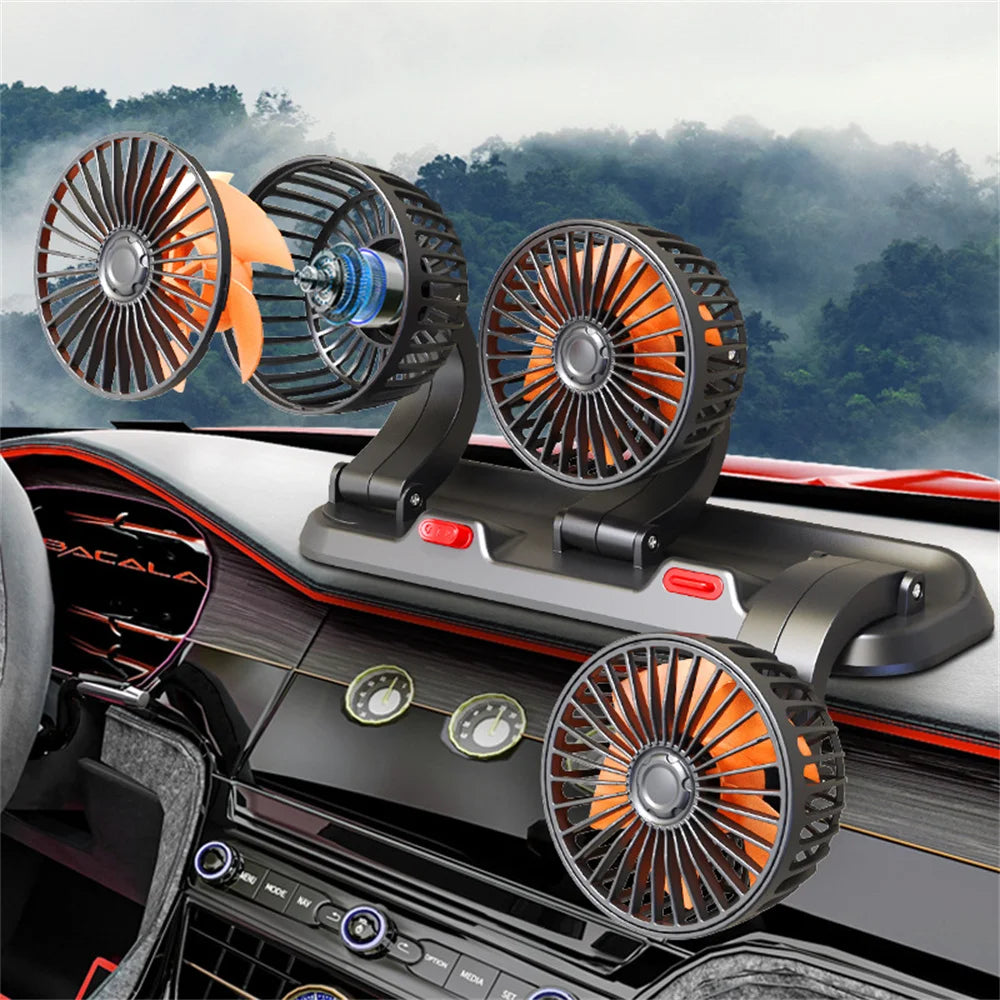 360° Adjustable 3-Head Car Fan