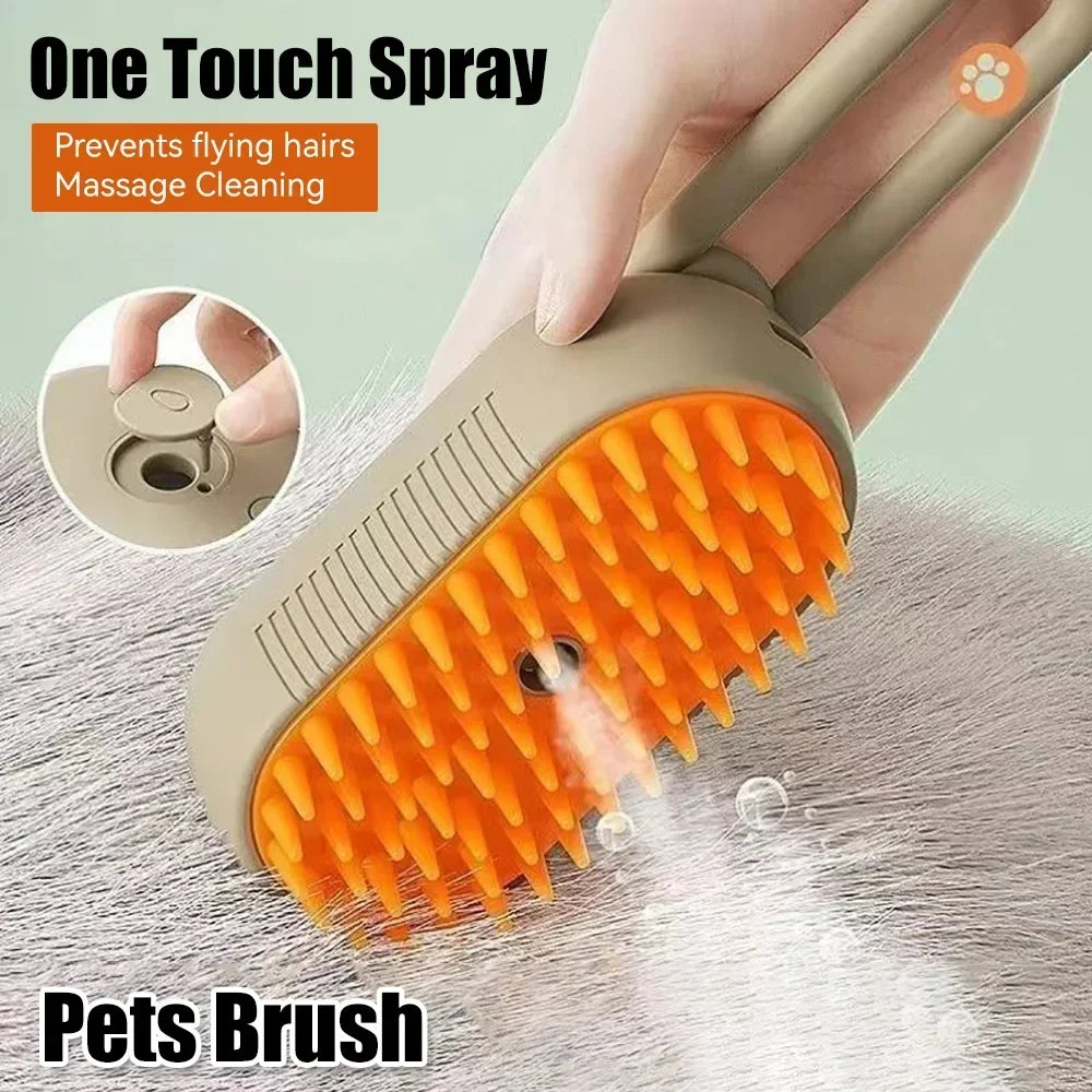 Electric Pet Massage Comb – One-Touch Spray Grooming Brush