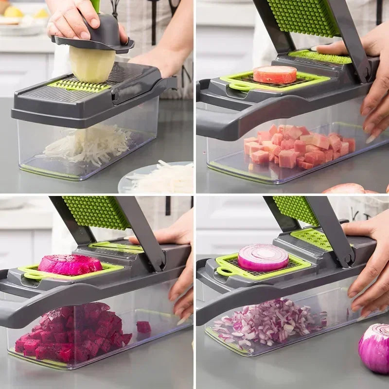 14/16-in-1 Vegetable Chopper – Multifunctional Slicer, Dicer & Grater for Kitchen