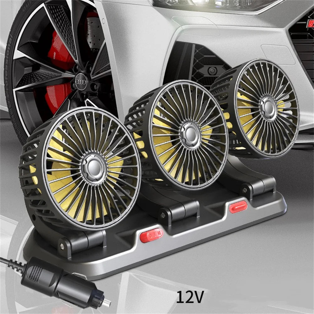 360° Adjustable 3-Head Car Fan