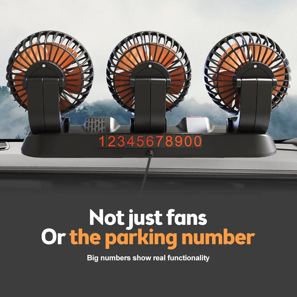 360° Adjustable 3-Head Car Fan