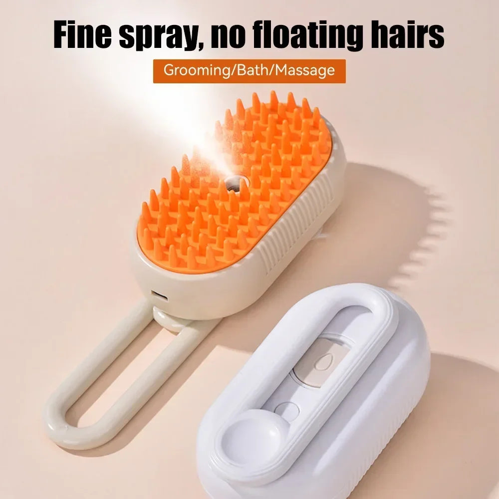 Electric Pet Massage Comb – One-Touch Spray Grooming Brush