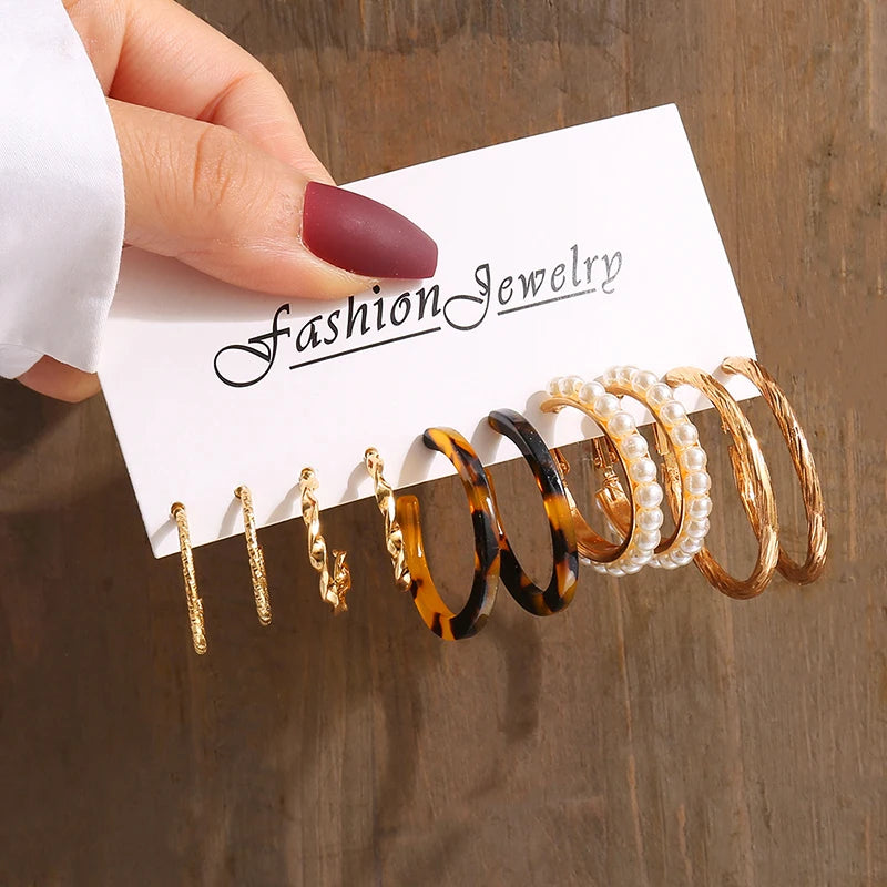 Gold Vintage Pearl Earrings Set