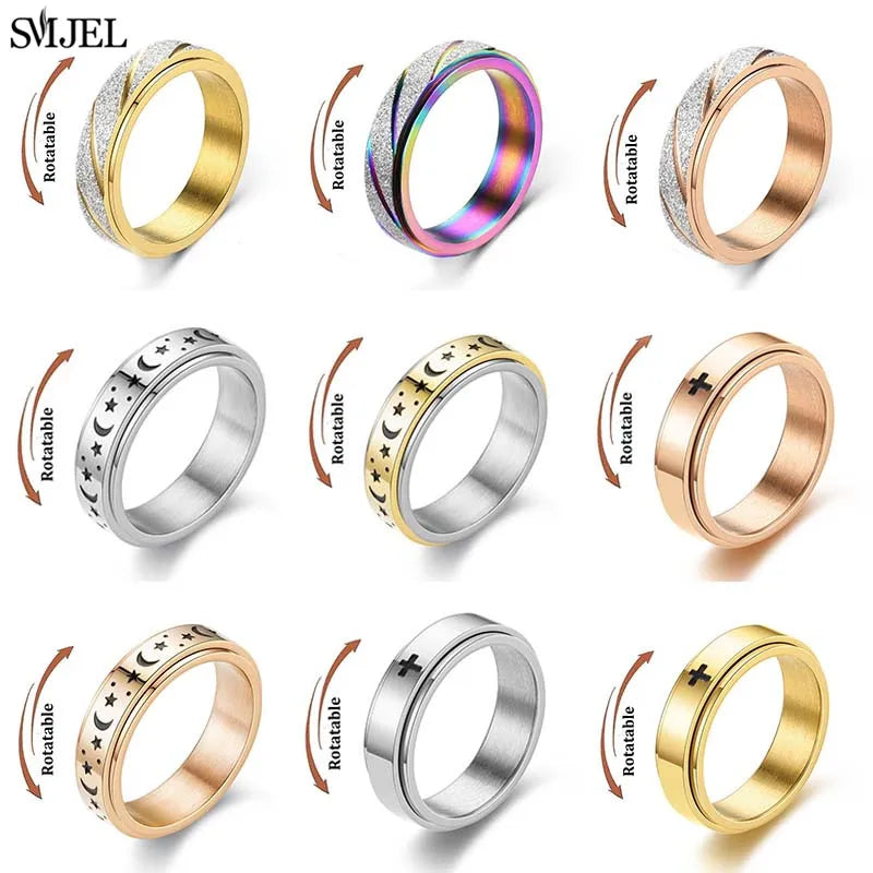 Rose Gold Stainless Steel Anxiety Spinner Ring
