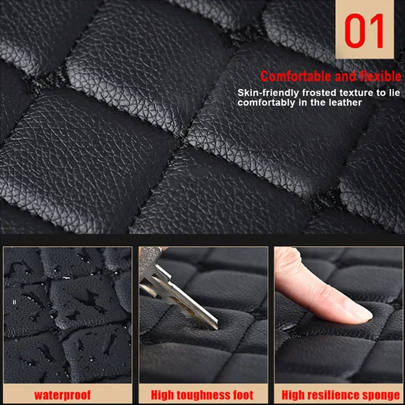 Premium 4PCS Universal PU Leather Waterproof Auto Floor Mats