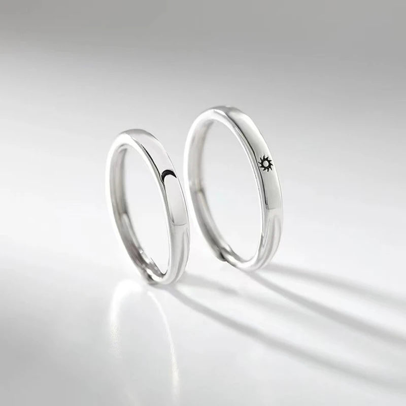Adjustable Sun Moon Couple Rings