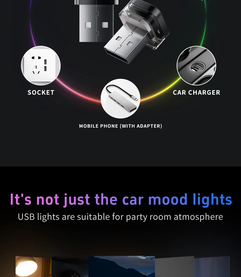 Car USB LED Light Mood Lamp