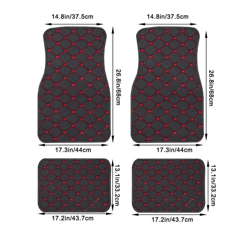 Premium 4PCS Universal PU Leather Waterproof Auto Floor Mats