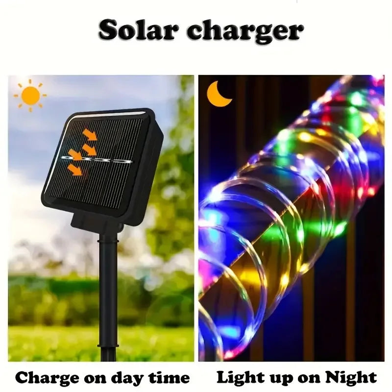 7M/12M Outdoor Solar LED Rope Light – Waterproof String Lights
