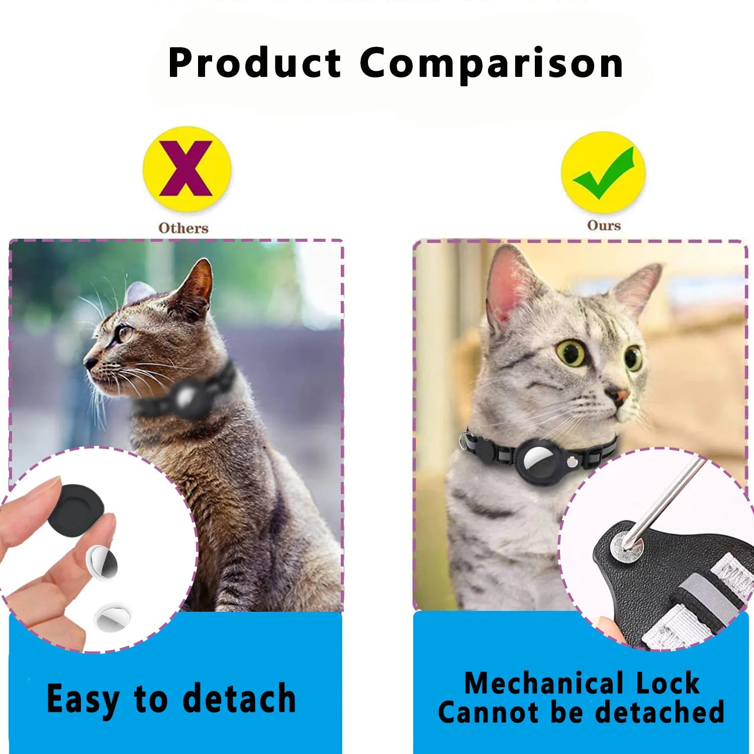 Cat AirTag Holder Collar β Adjustable, Breakaway Design