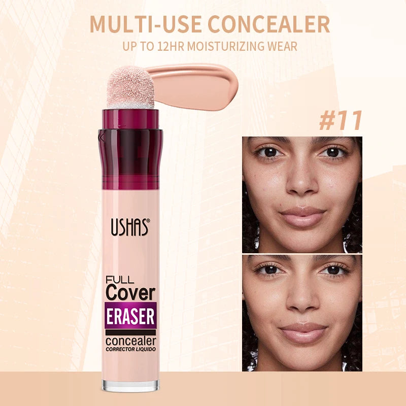 USHAS 12 Color Liquid Concealer - Moisturizing, Long-Lasting, and Lightweight