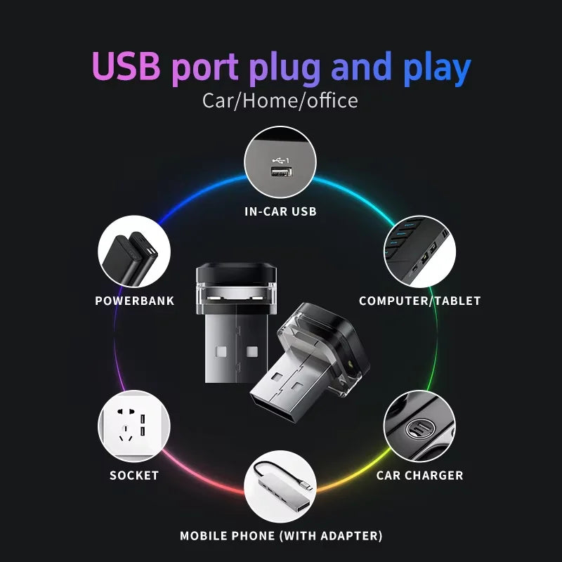 Car USB LED Light Mood Lamp
