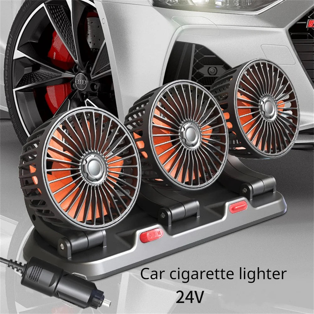 360° Adjustable 3-Head Car Fan