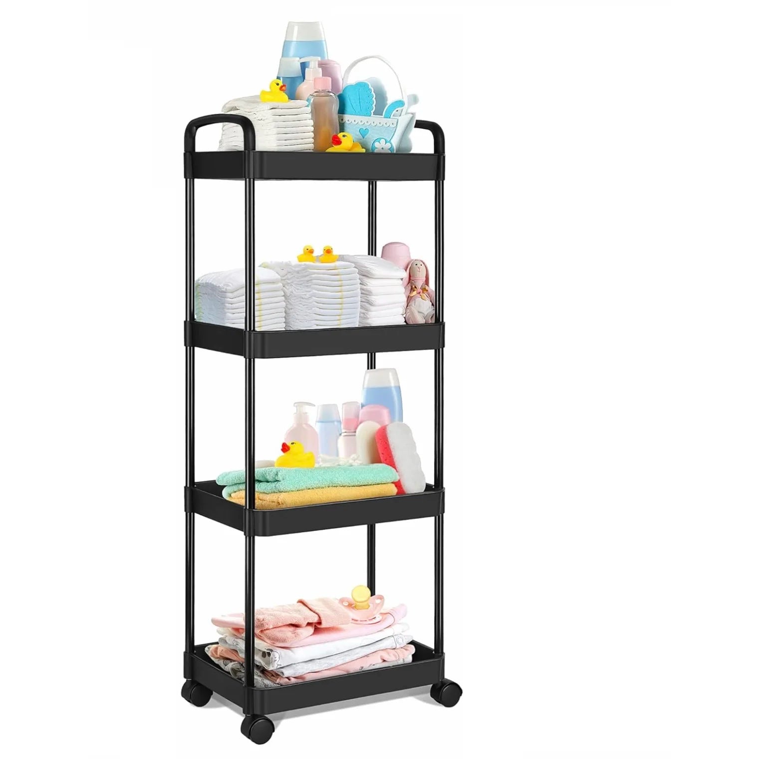 Rolling Storage Cart with Wheels – Detachable Organizer
