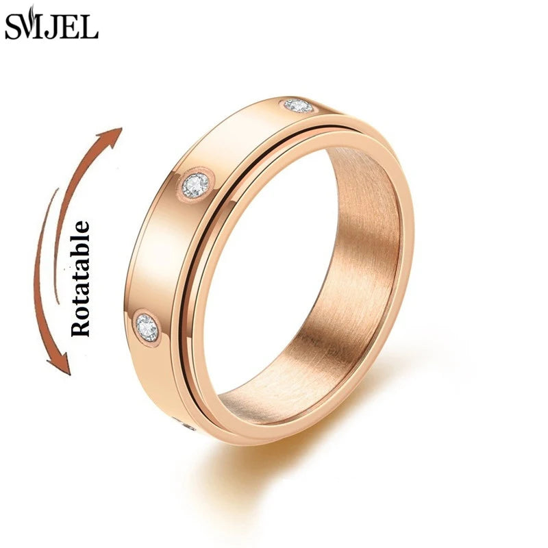 Rose Gold Stainless Steel Anxiety Spinner Ring