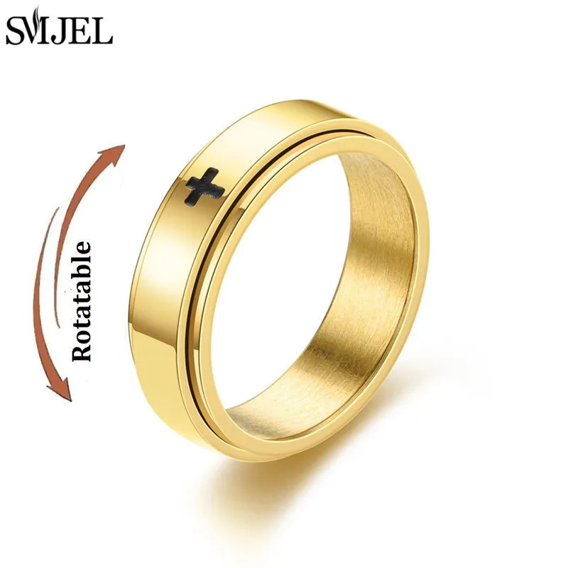 Rose Gold Stainless Steel Anxiety Spinner Ring