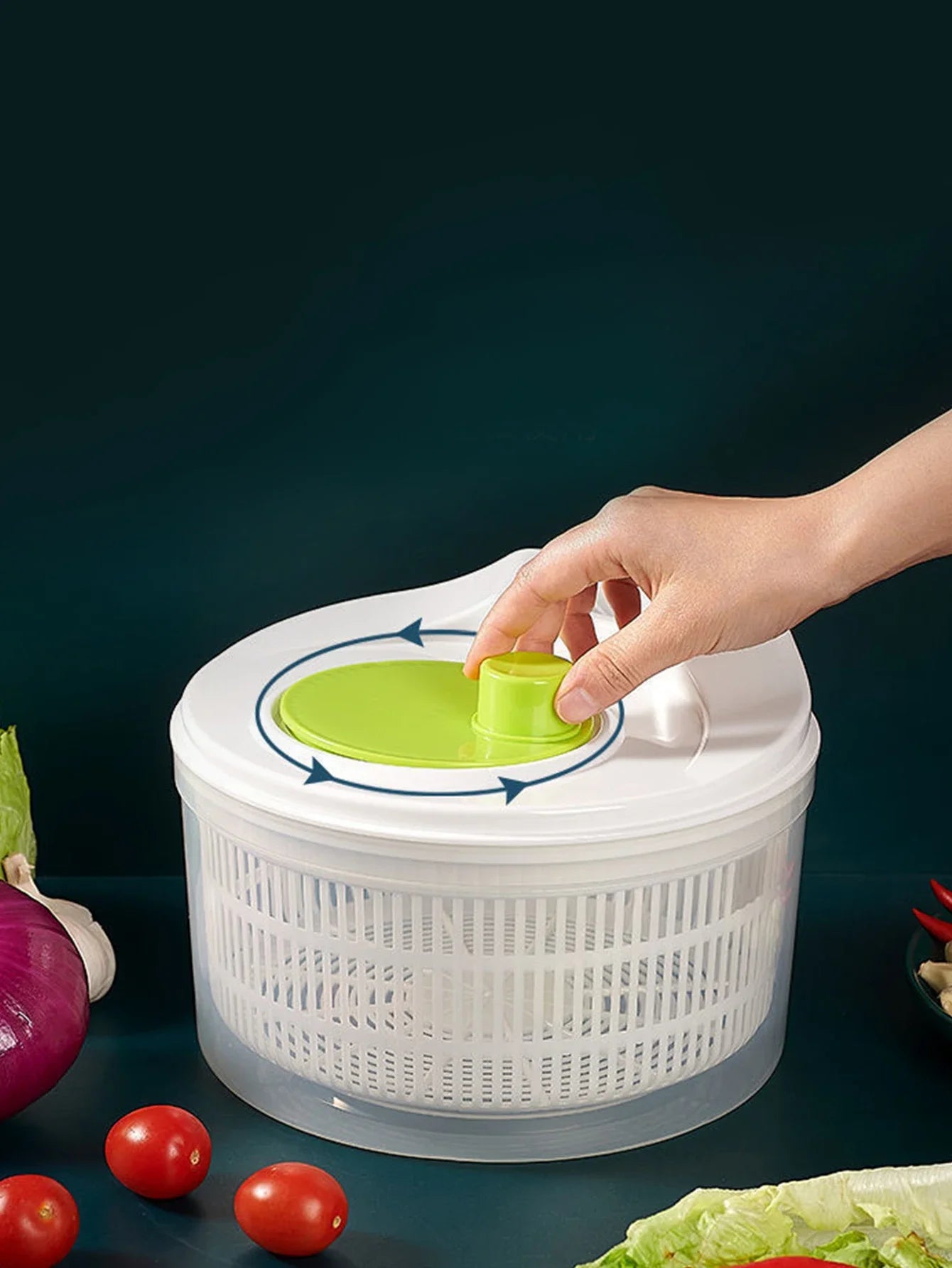 Manual Salad Spinner – Vegetable & Fruit Dehydrator with Hand Crank