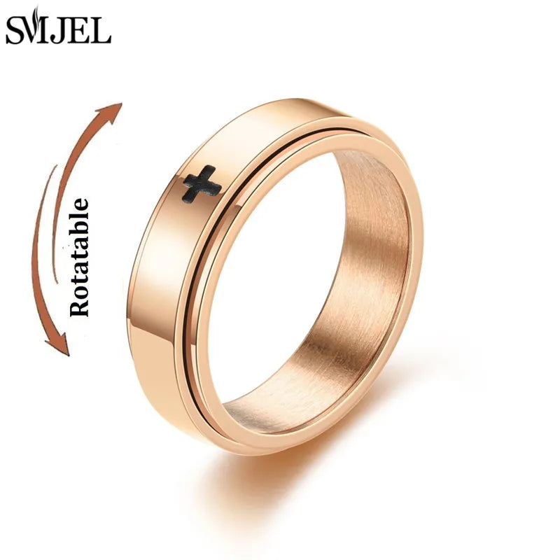 Rose Gold Stainless Steel Anxiety Spinner Ring