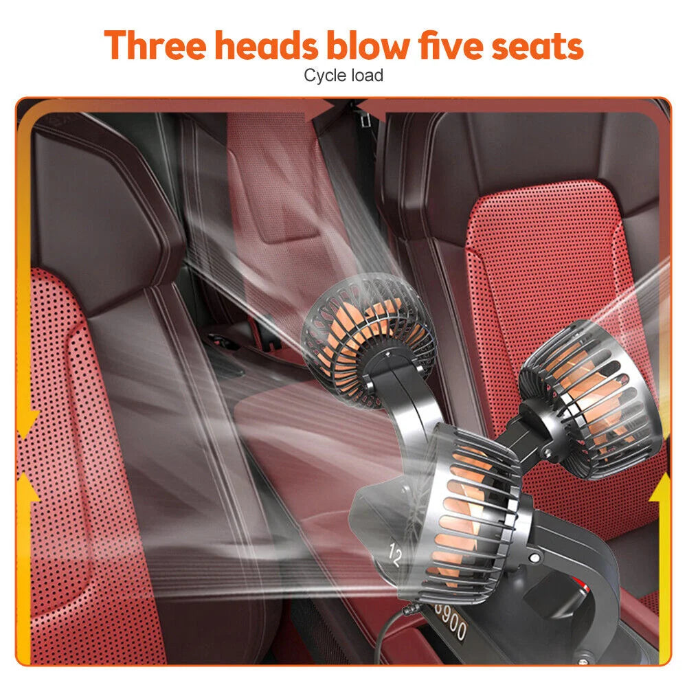 360° Adjustable 3-Head Car Fan
