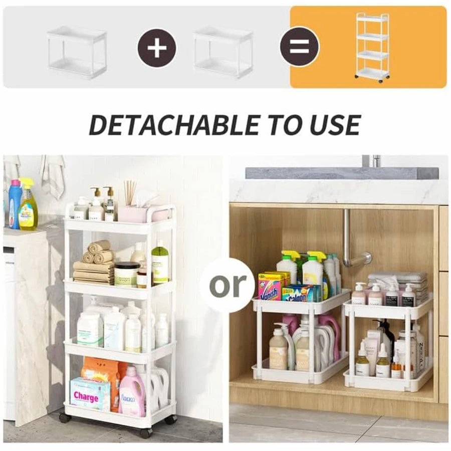 Rolling Storage Cart with Wheels – Detachable Organizer