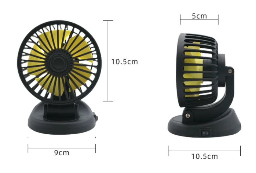 360° Adjustable 3-Head Car Fan