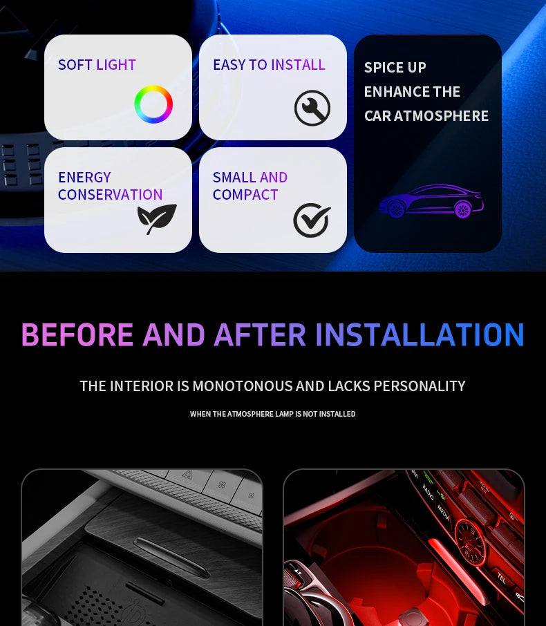 Car USB LED Light Mood Lamp