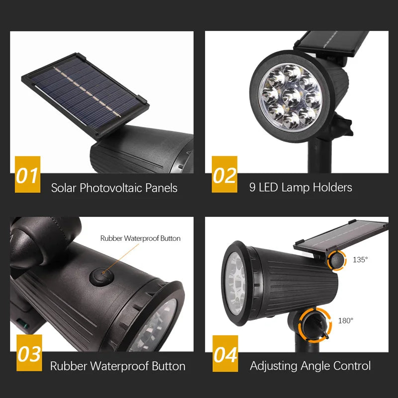 9-LED Solar Spotlights