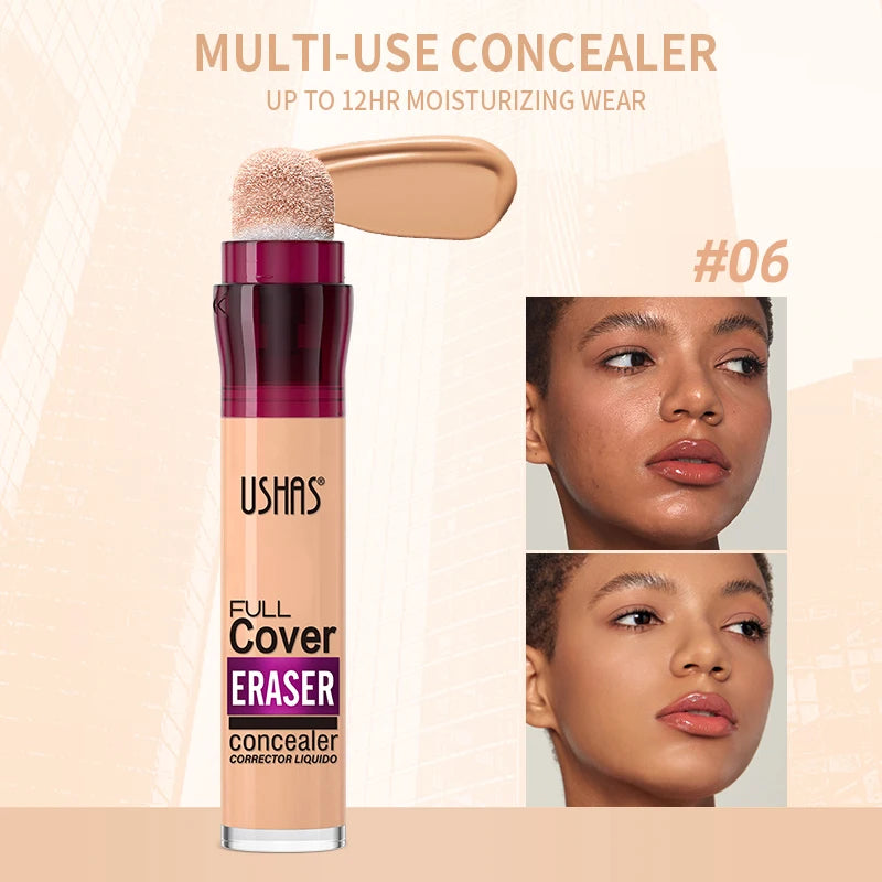 USHAS 12 Color Liquid Concealer - Moisturizing, Long-Lasting, and Lightweight