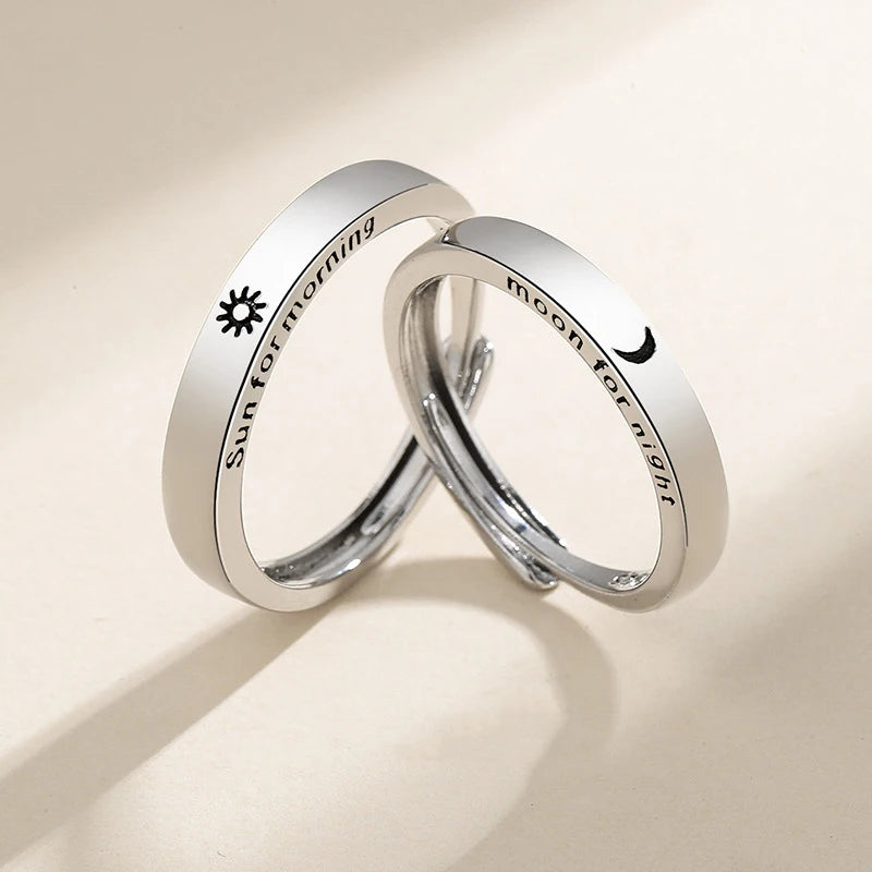 Adjustable Sun Moon Couple Rings