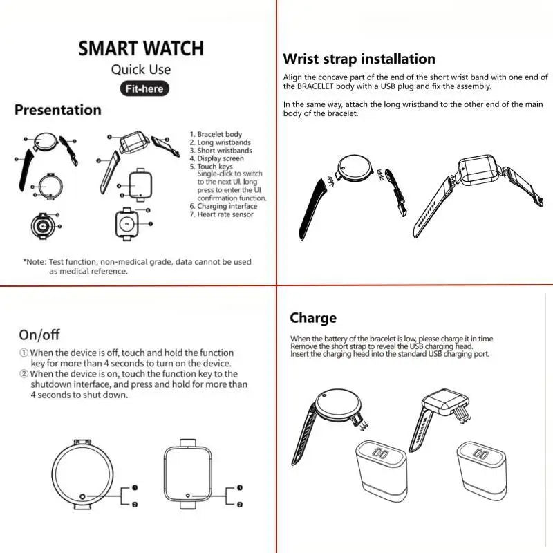 Multifunction Smart Watch D13 116Plus for Men Women Kids