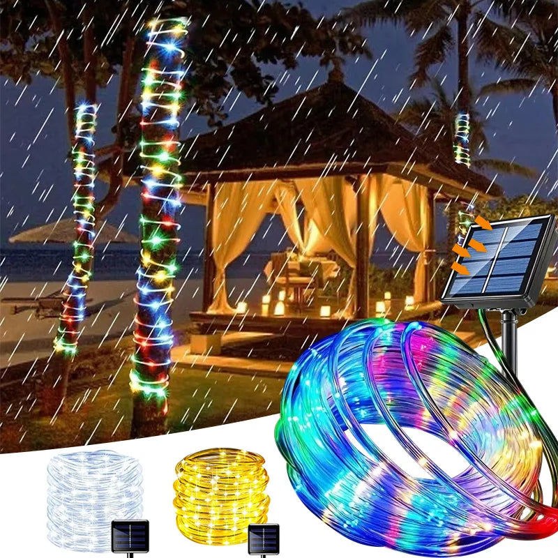 7M/12M Outdoor Solar LED Rope Light – Waterproof String Lights