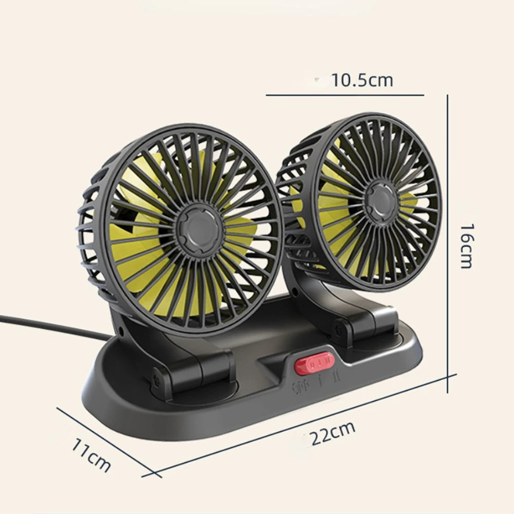 360° Adjustable 3-Head Car Fan