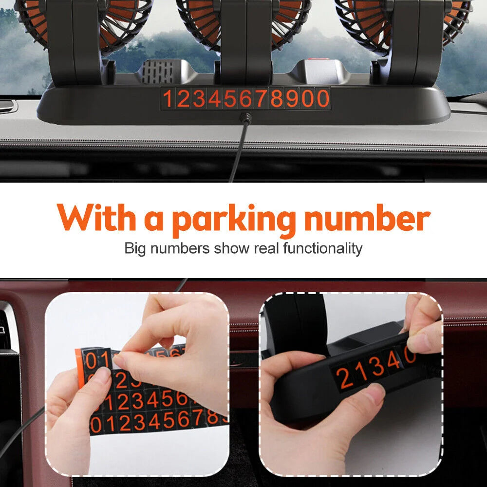 360° Adjustable 3-Head Car Fan