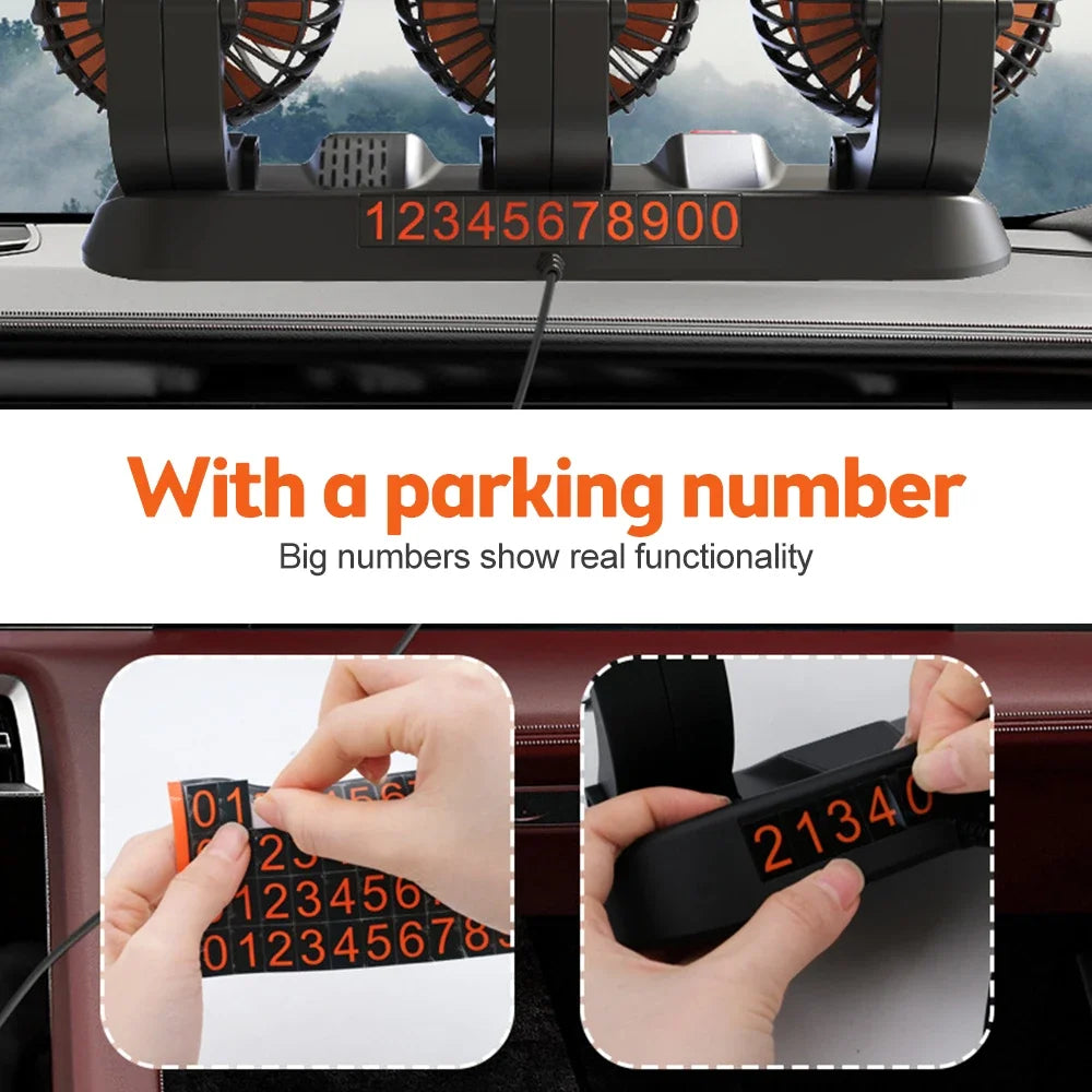 360° Adjustable 3-Head Car Fan