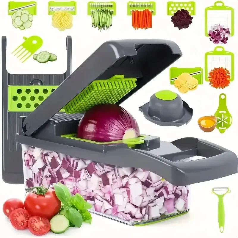 14/16-in-1 Vegetable Chopper – Multifunctional Slicer, Dicer & Grater for Kitchen