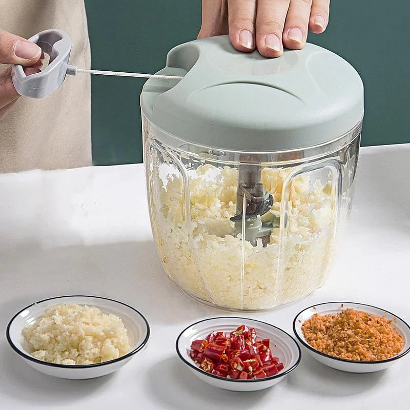 Manual Meat & Garlic Chopper – 500/900ML Hand Press Vegetable Cutter
