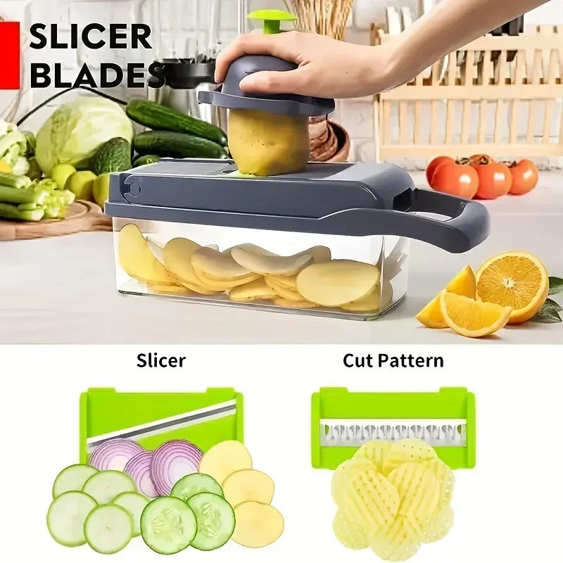 14/16-in-1 Vegetable Chopper – Multifunctional Slicer, Dicer & Grater for Kitchen