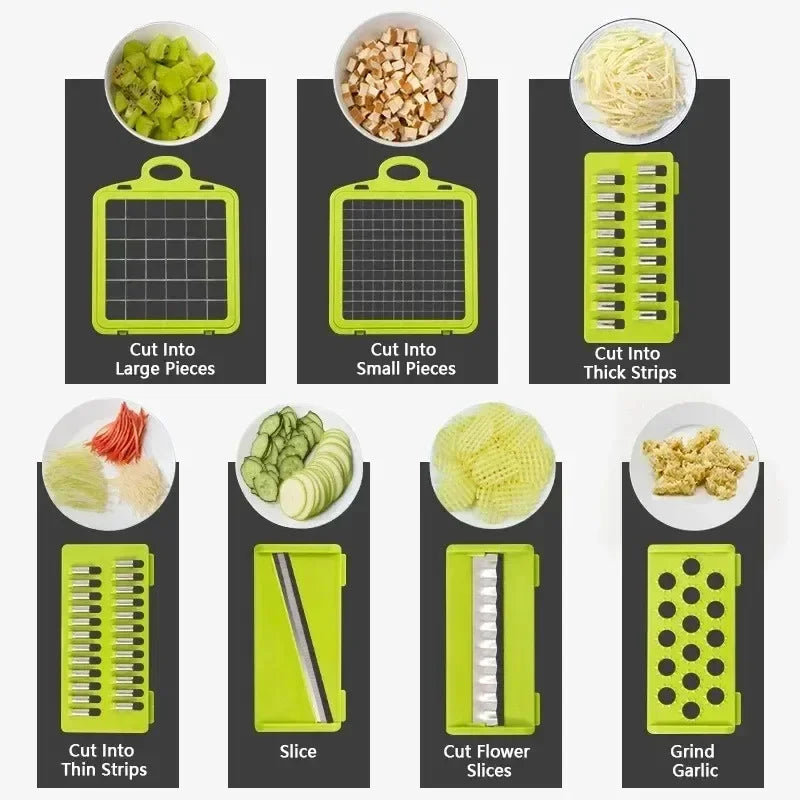 14/16-in-1 Vegetable Chopper – Multifunctional Slicer, Dicer & Grater for Kitchen