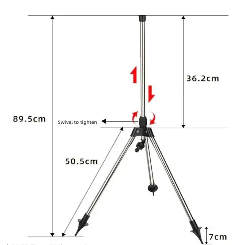 360° Rotating Garden Sprinkler – Stainless Steel Tripod Irrigation Stand