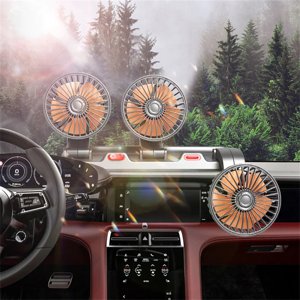 360° Adjustable 3-Head Car Fan