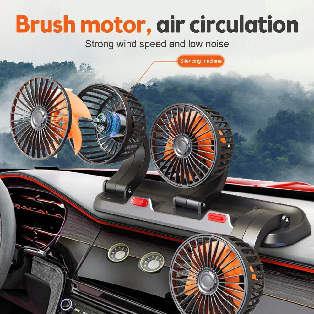 360° Adjustable 3-Head Car Fan