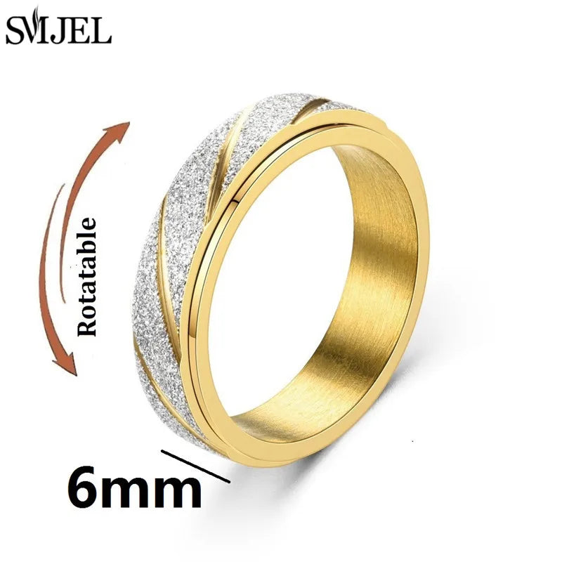 Rose Gold Stainless Steel Anxiety Spinner Ring