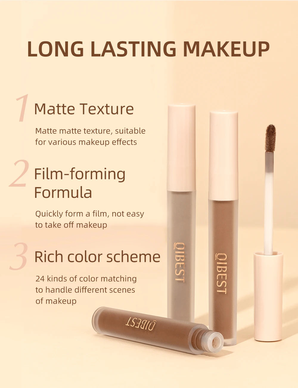QIBEST 8-Color Matte Liquid Eyeshadow Stick