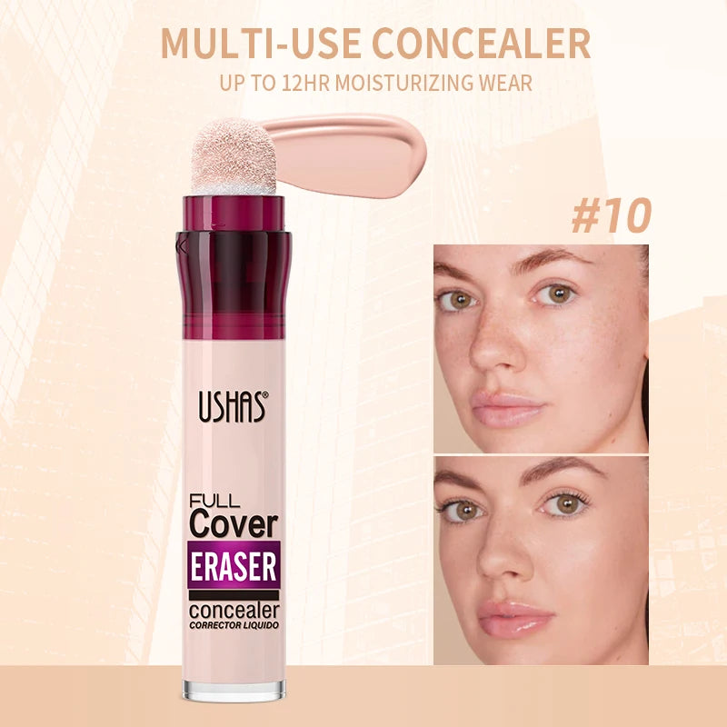 USHAS 12 Color Liquid Concealer - Moisturizing, Long-Lasting, and Lightweight